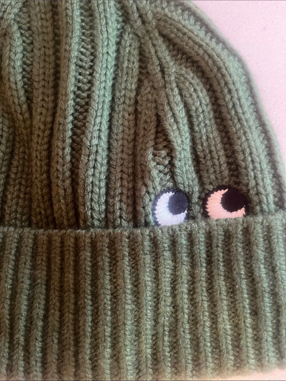 Anya Hindmarch Olive green  Knit Folded Cuff Beanie